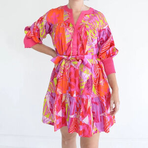 Alden Adair Crazy Crush Purple Pink Floral Charlotte Mini Dress S